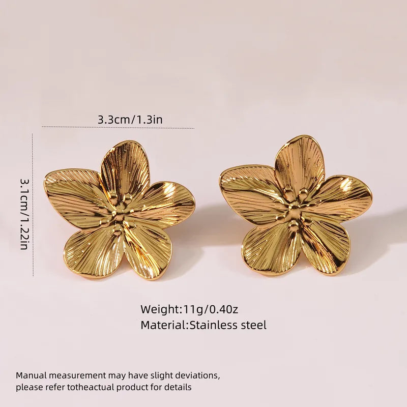 Flower Stud Earrings - 18k Gold Plated