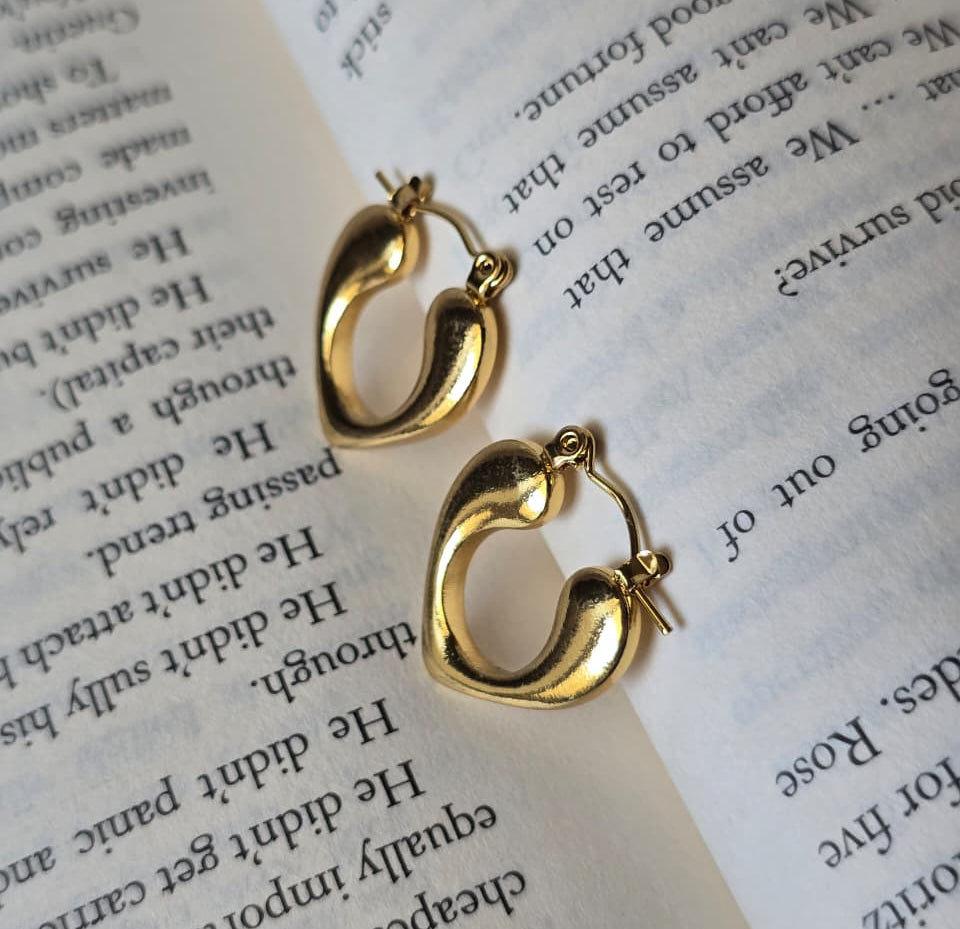Classic Gold Heart Hoop Earrings - 18K Gold Plated