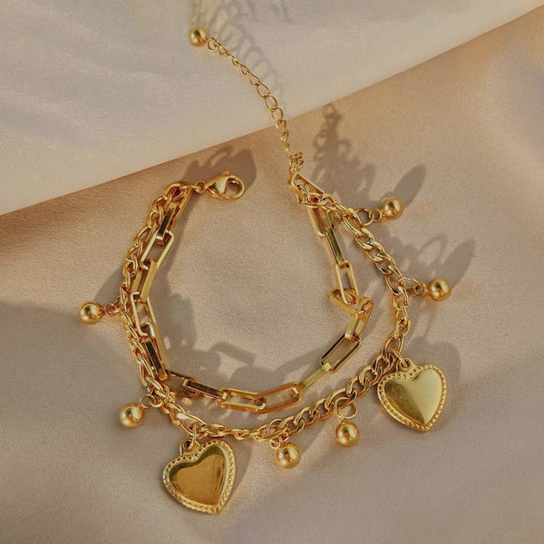 Layered Heart Charm Bracelet