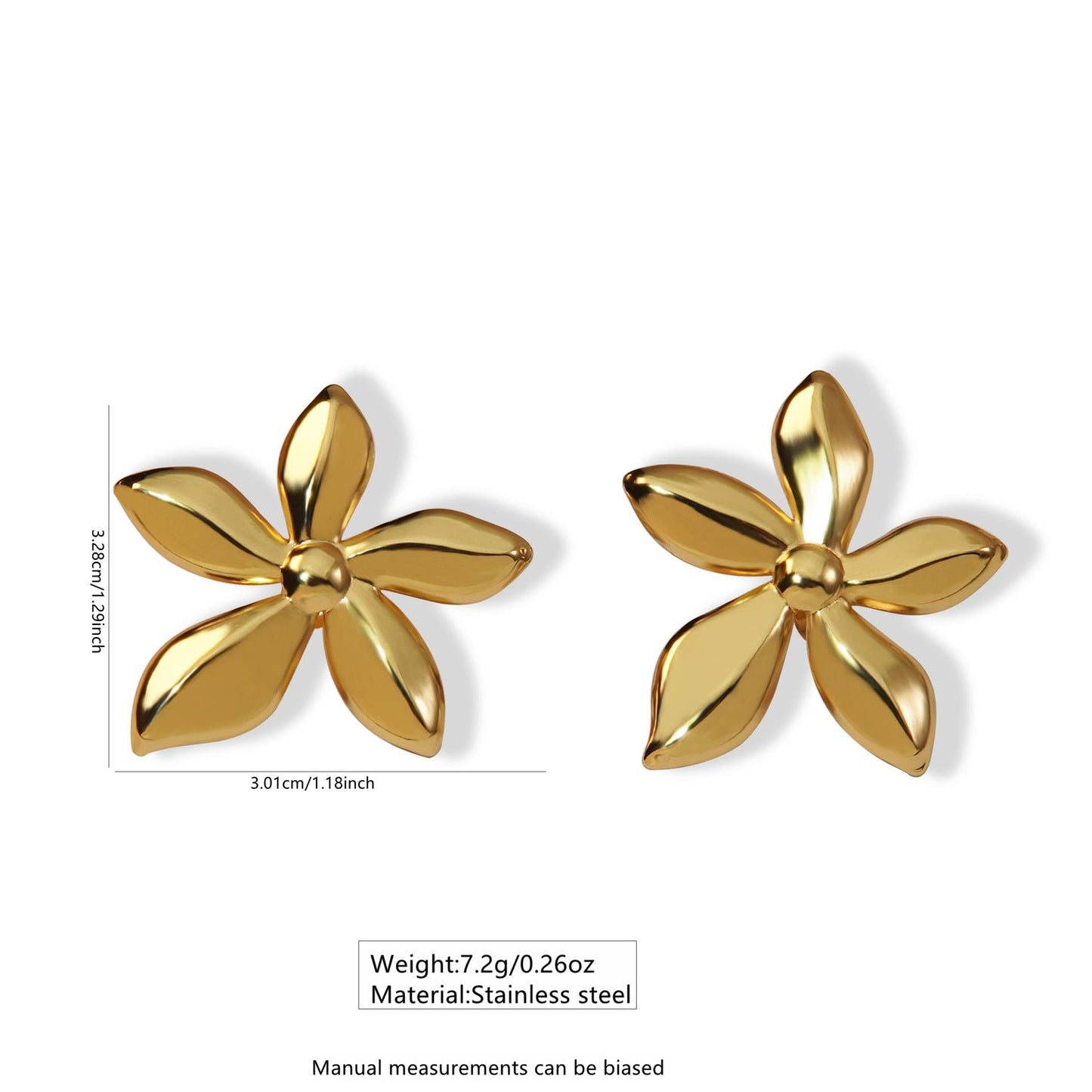 Chunky Flower Stud Earrings - 18k gold Plated