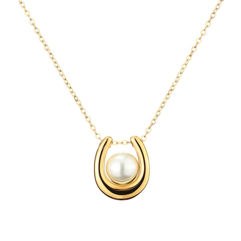 U Shape Pendant Necklace - 18k Gold Plated