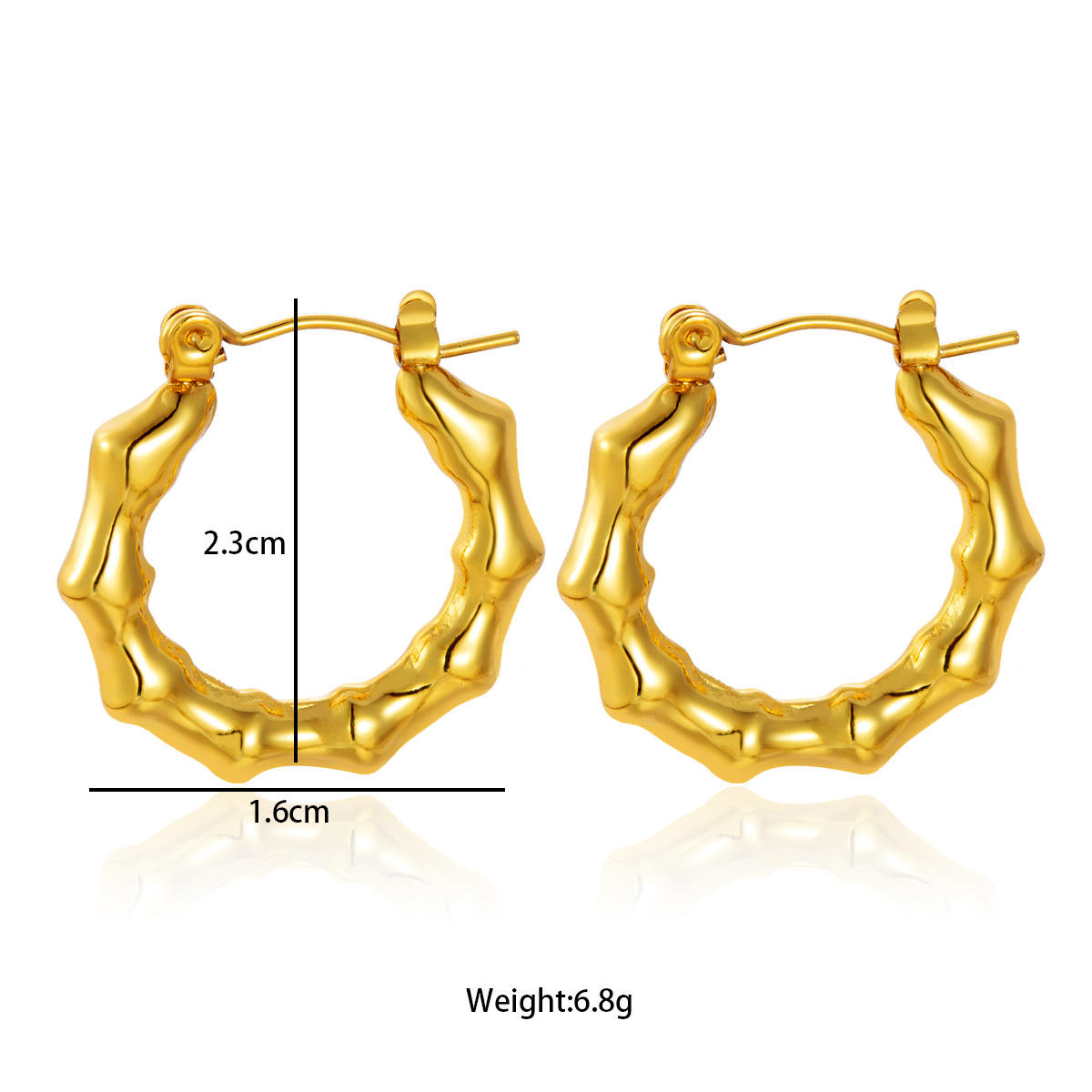 Hollow Hoop Earrings - 18k Gold Plated