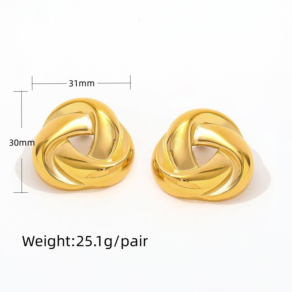 Twisted Triangle Chunky Stud Earring - 18K Gold Plated