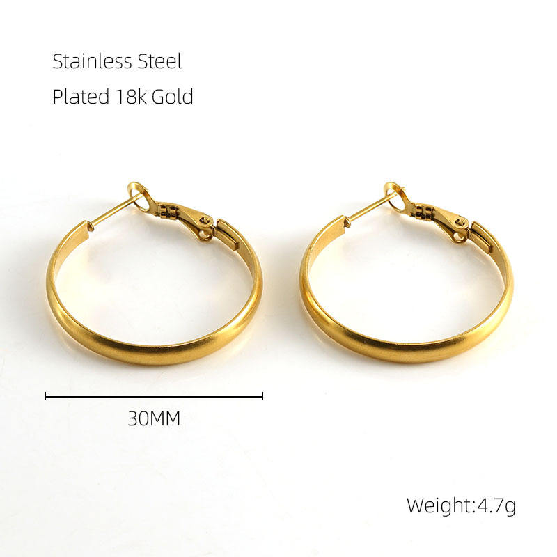 Classic Round Hoop Earrings 4cm - 18k Gold Plated
