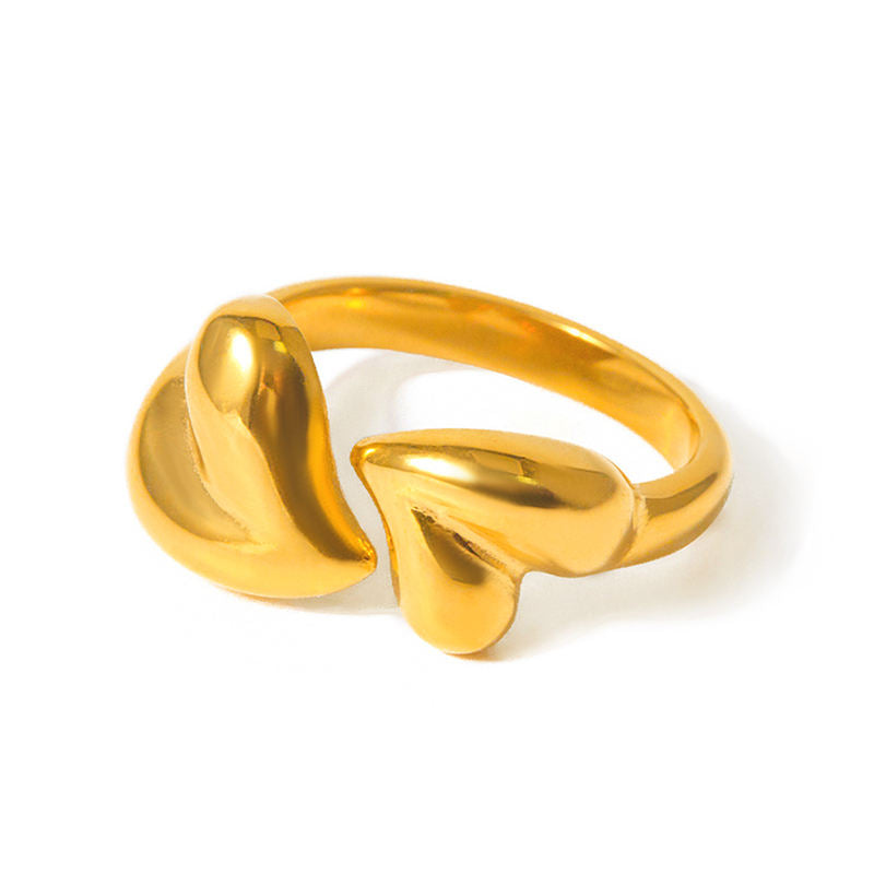 Double Hearts Ring - 18K Gold plated