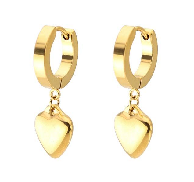 Peach Heart Drops Earrings - 18k Gold Plated