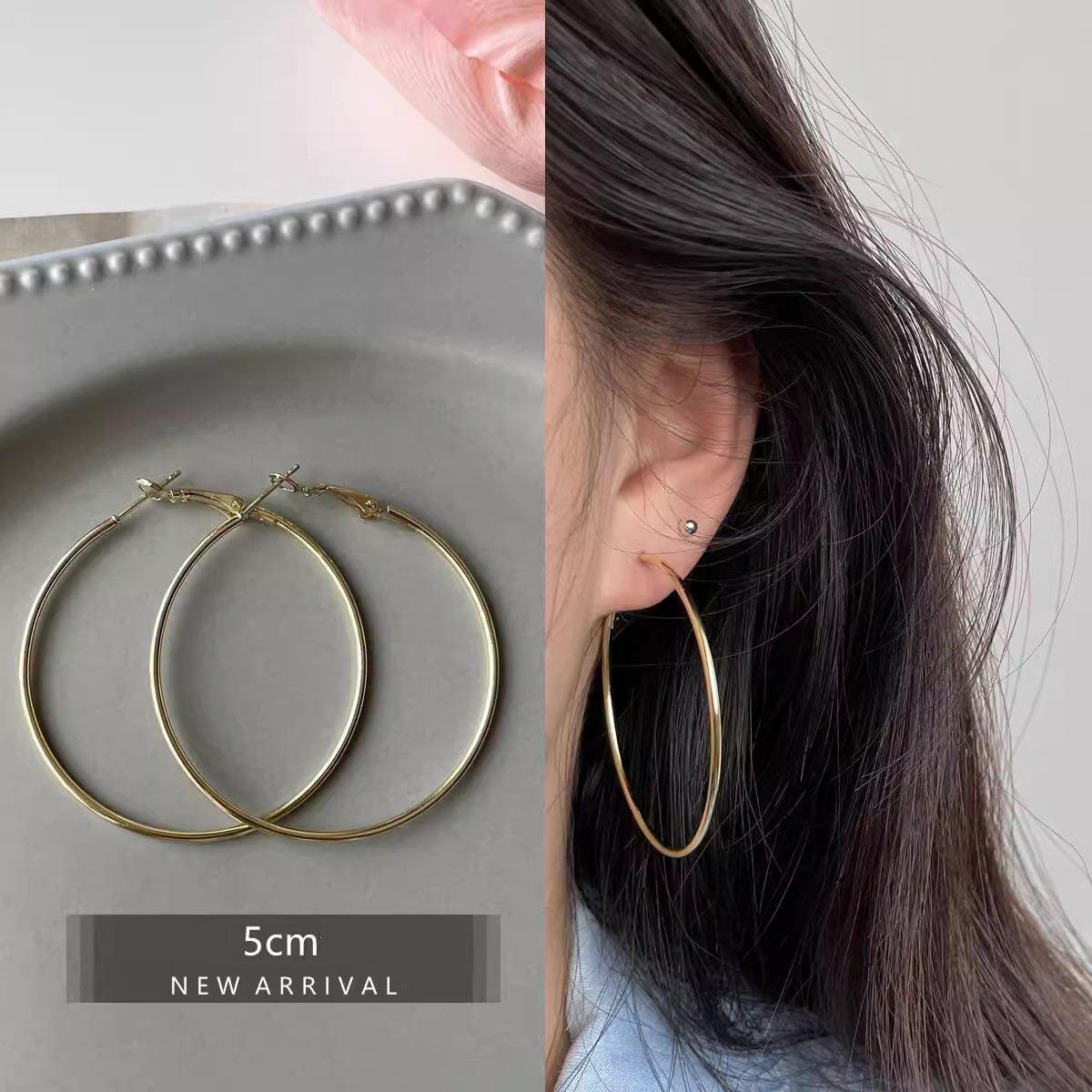 Classic Hoop Earrings 5cm - 18K Gold Plated