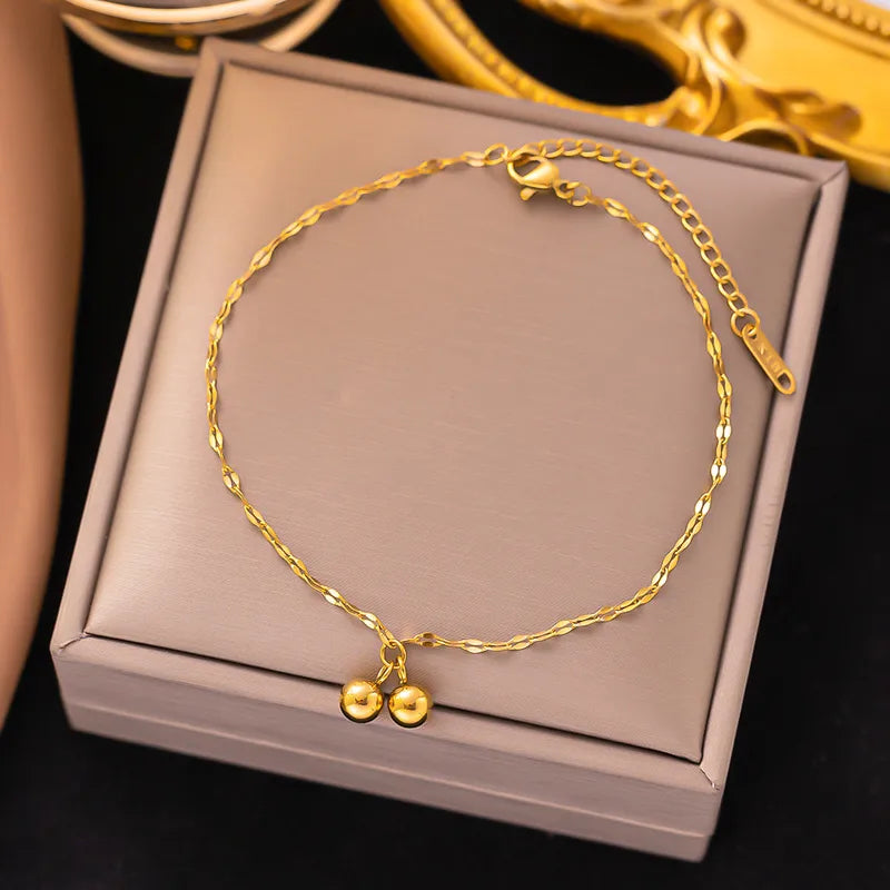 Double Beads Anklet - 18k Gold Plated