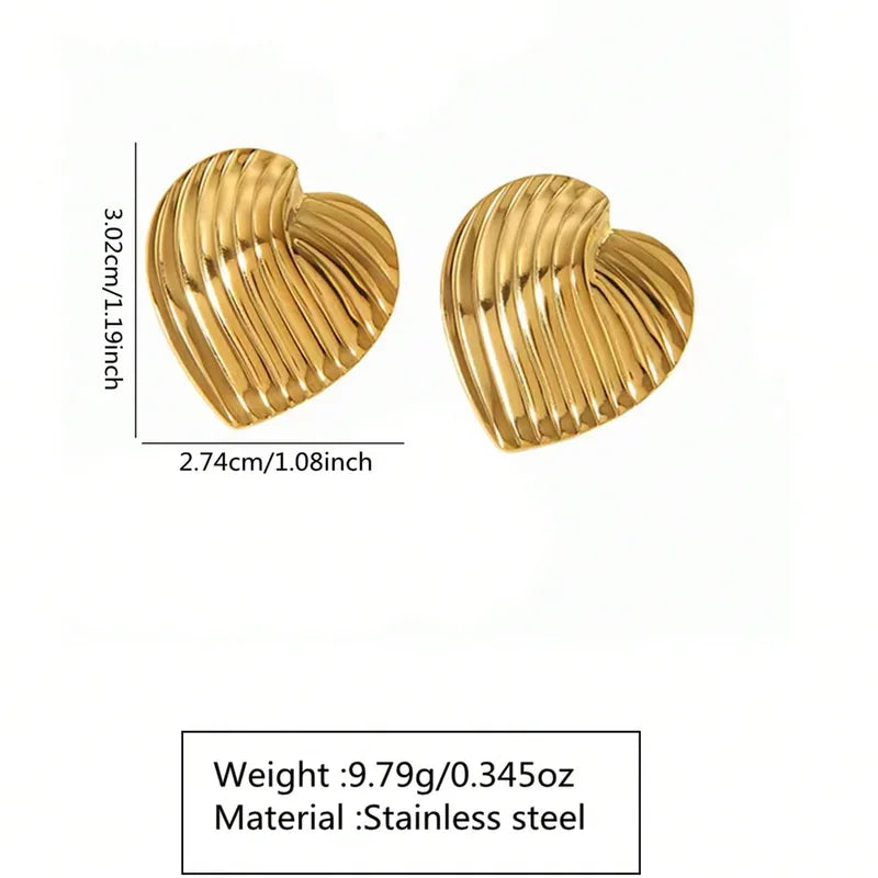 Sculpted Heart Earrings – 18K Gold Plated