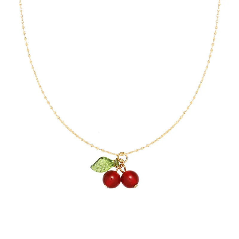 Classic Cherry Necklace - 18k Gold Plated