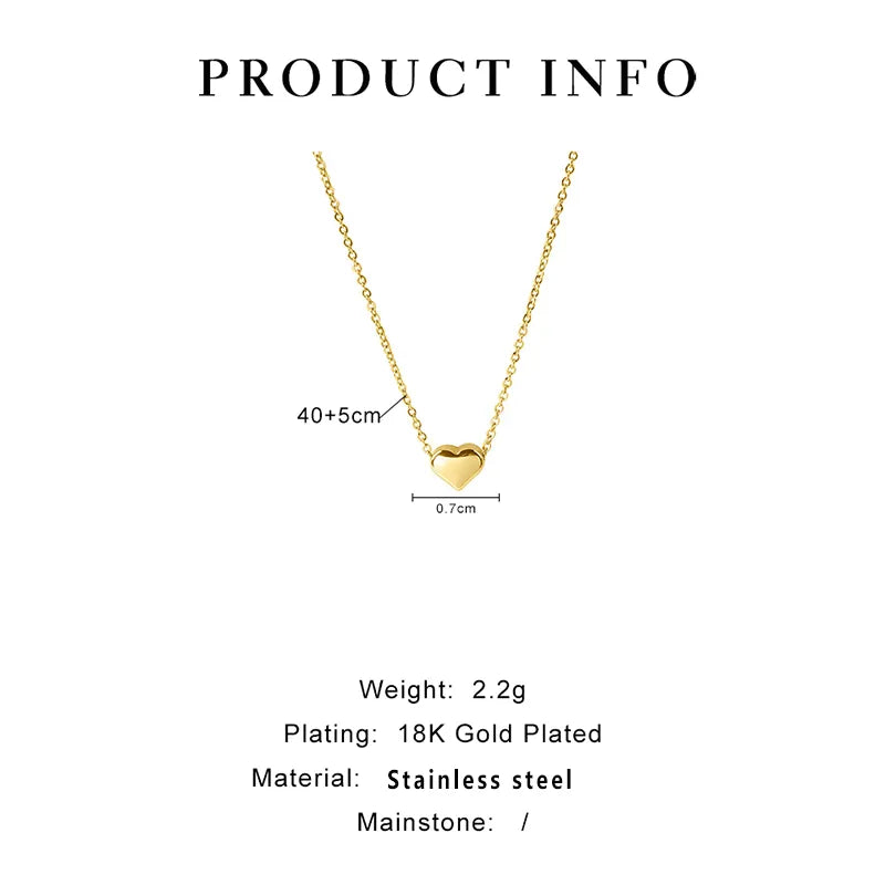 Minimal Heart Pendant Necklace - 18k Gold Plated