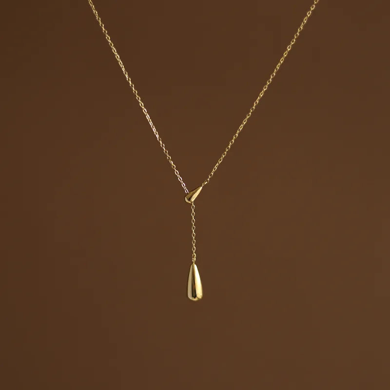 Teardrop Lariat Necklace – 18K Gold Plated