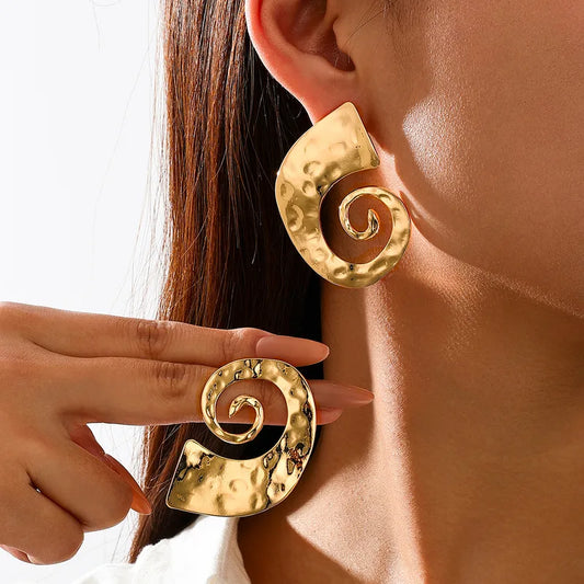 Oversized Spiral Earrings – 18K Gold Plated