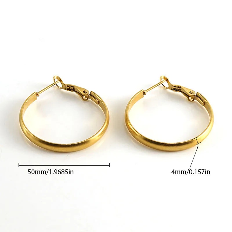 Flat 5cm, 4cm, 3cm Hoop Earrings
