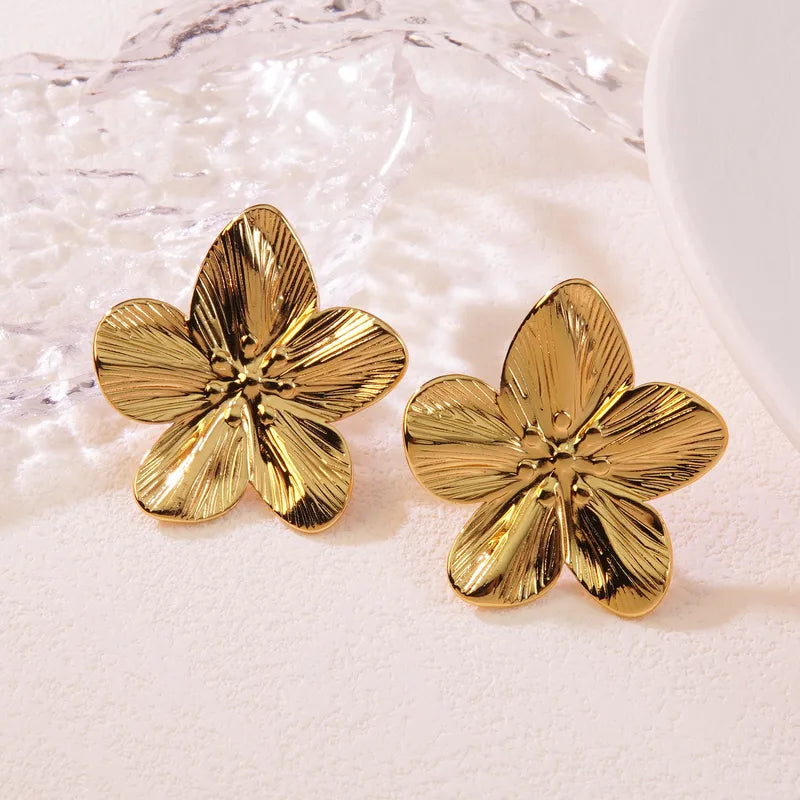 Flower Stud Earrings - 18k Gold Plated