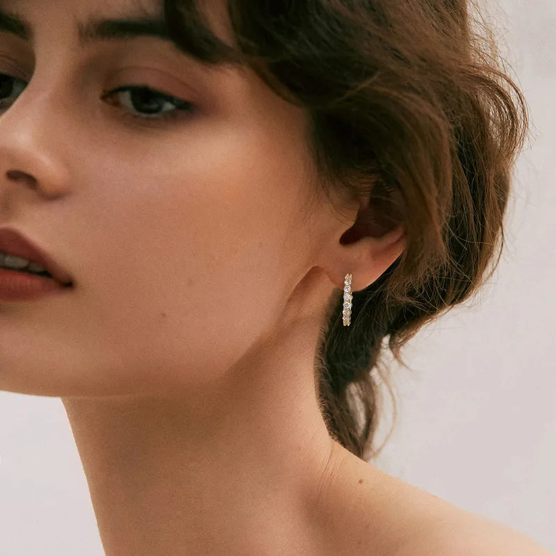 Crystal Huggie Hoop Earrings