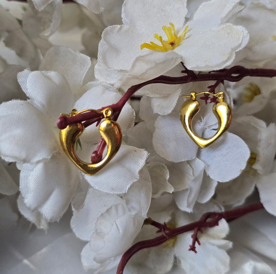 Classic Gold Heart Hoop Earrings - 18K Gold Plated