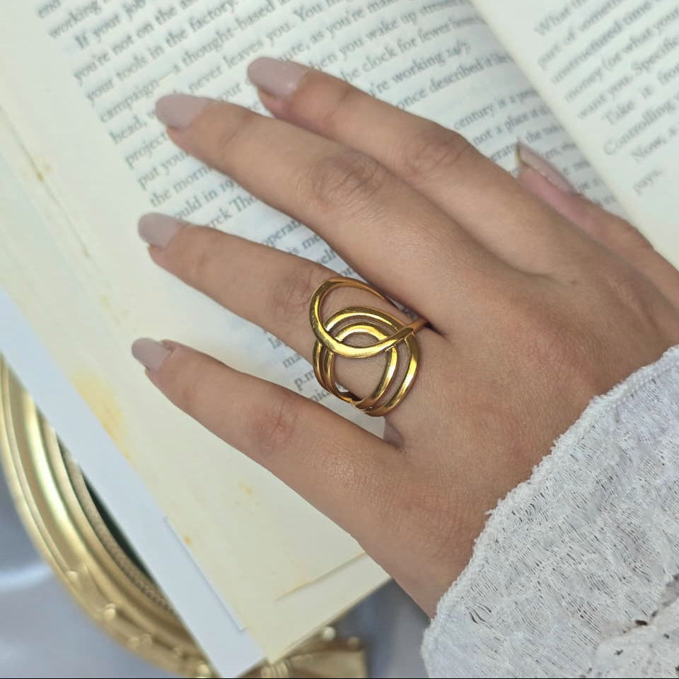 Triple Circle Statement Ring – 18K Gold Plated
