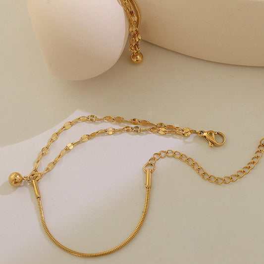 Double Layered Bead Bracelet - 18K Gold-plated