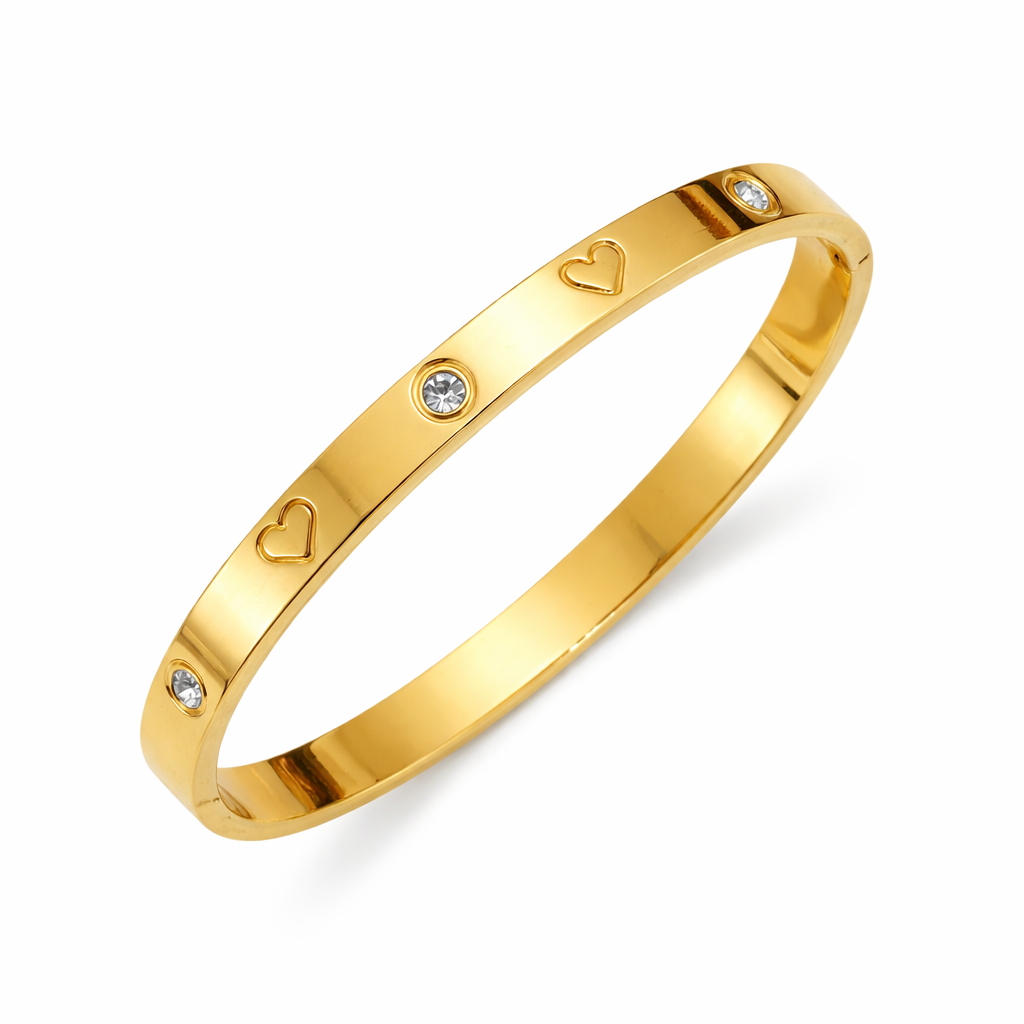 Heart CZ Bangle Bracelet