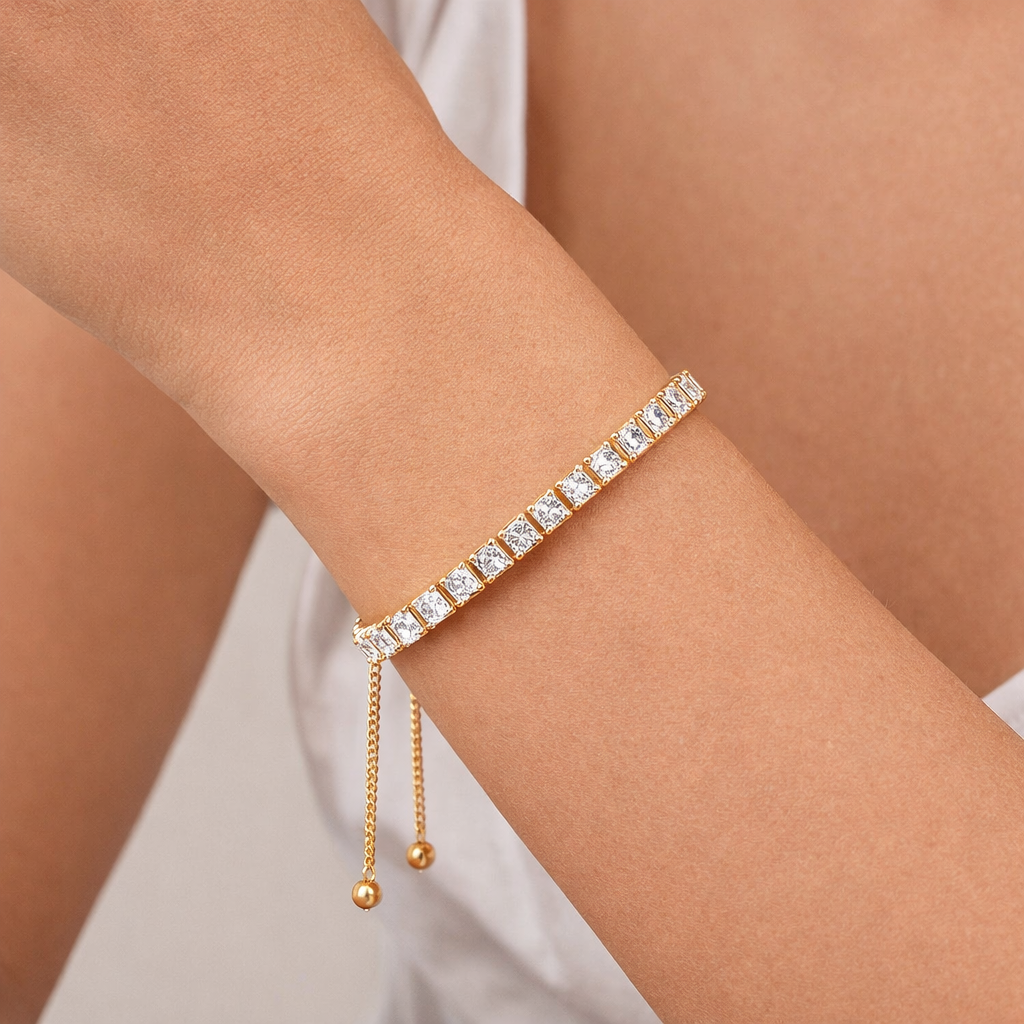 Square CZ Tennis Bracelet