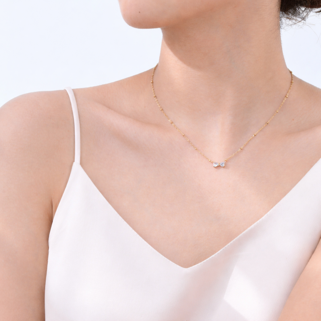 Bow CZ Pendant Necklace