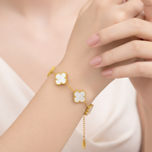 White Clover Charm Bracelet