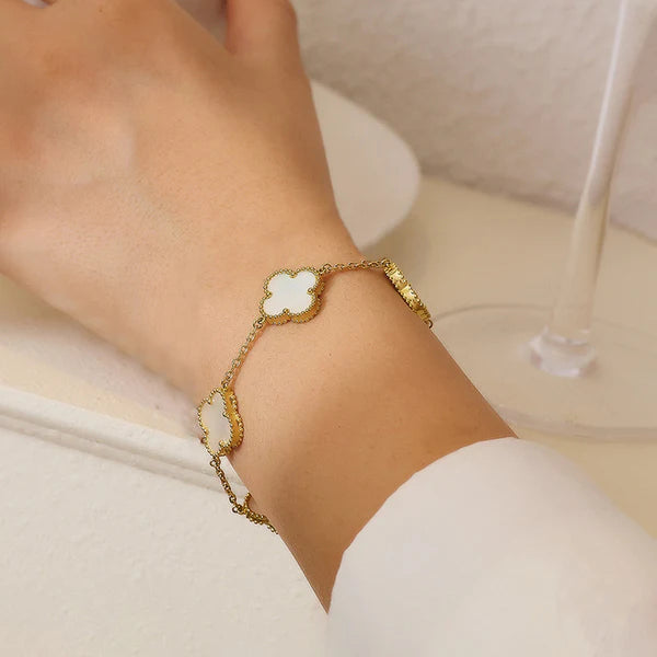 White Clover Charm Bracelet