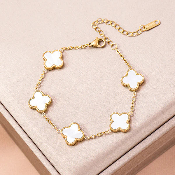 White Clover Charm Bracelet