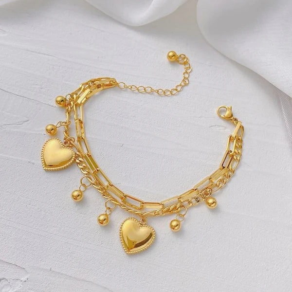 Layered Heart Charm Bracelet