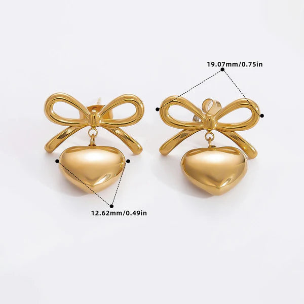 Bow Heart Drop Earrings