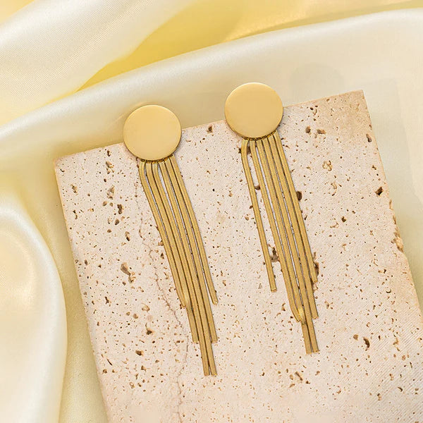 Round Disk Tassel Earrings