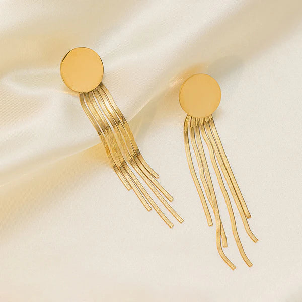 Round Disk Tassel Earrings