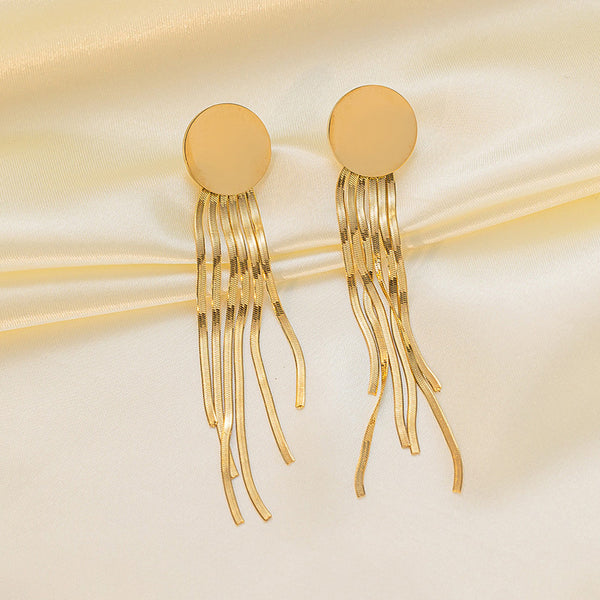 Round Disk Tassel Earrings