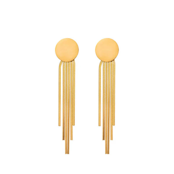 Round Disk Tassel Earrings