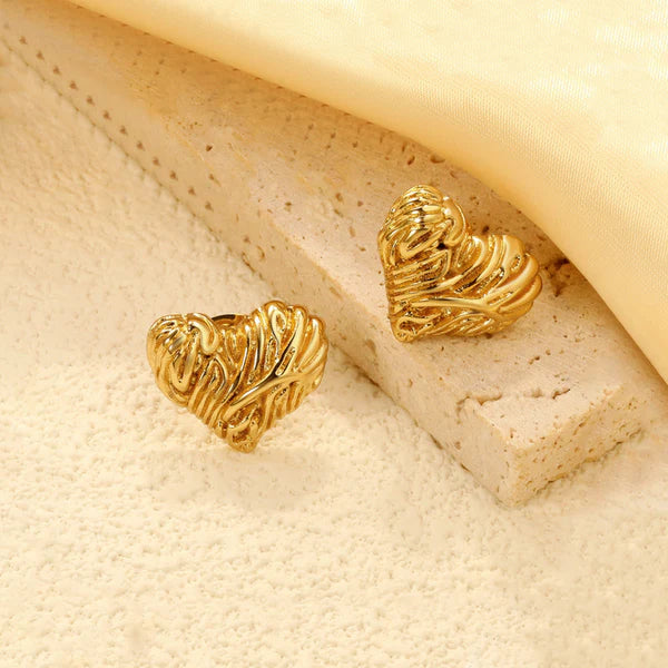 Textured Puffy Heart Stud Earrings
