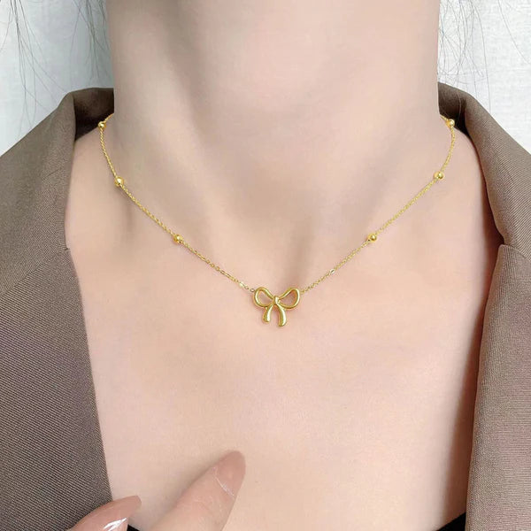Minimal Bow Pendant Necklace