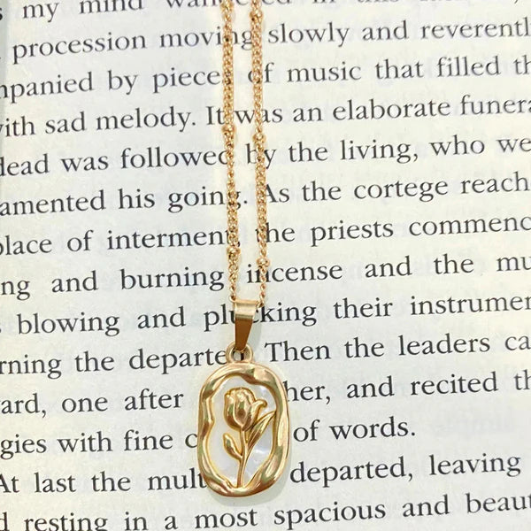 White Rose Pendant Necklace