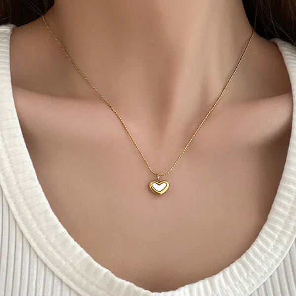 Minimalist White Heart Necklace