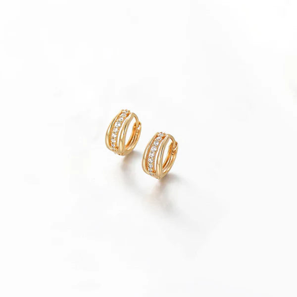 Triple Line Crystal Huggie Hoop Earrings