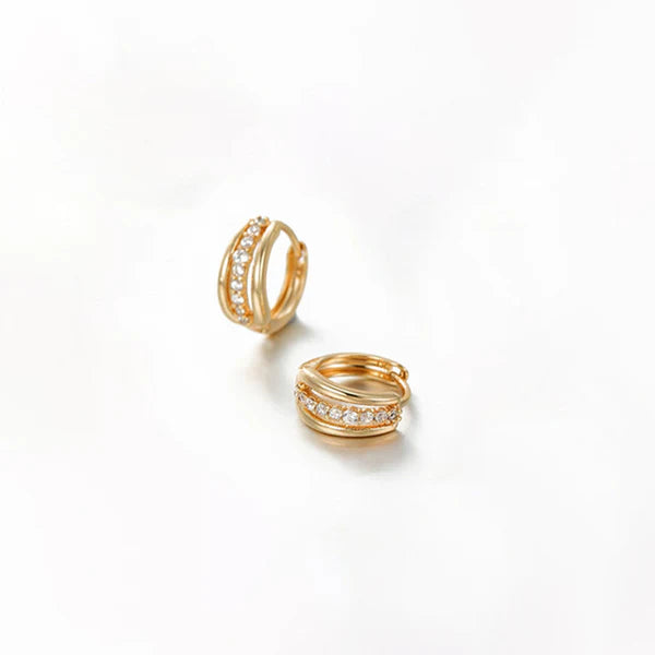 Triple Line Crystal Huggie Hoop Earrings