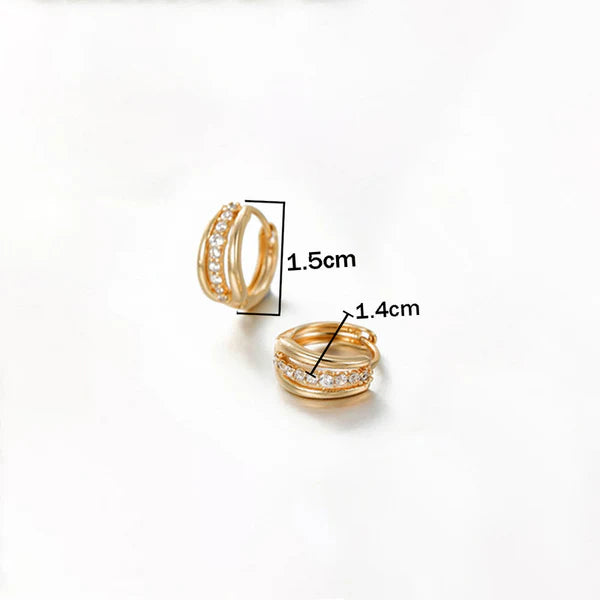 Triple Line Crystal Huggie Hoop Earrings