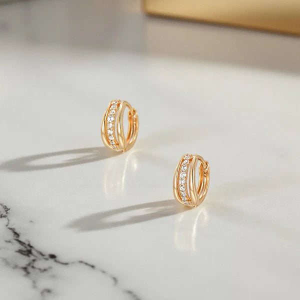 Triple Line Crystal Huggie Hoop Earrings
