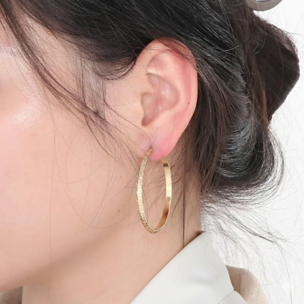 Etched Hoop Earrings 4cm