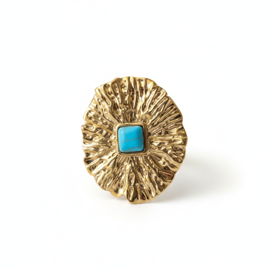 Turquoise Bloom Blue Stone Statement Ring