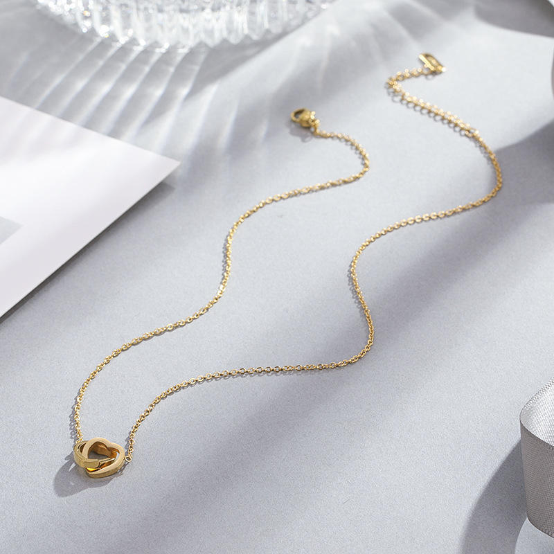 Double Heart Pendant Necklace