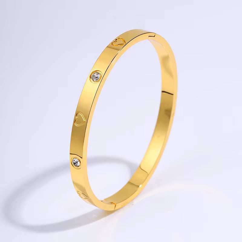 Heart CZ Bangle Bracelet