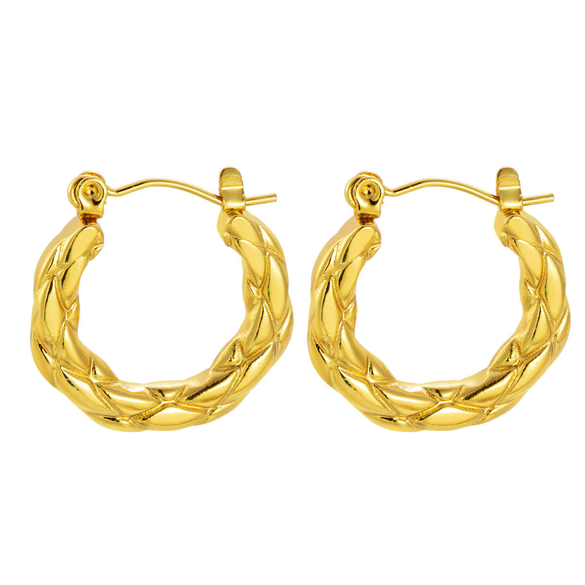 Braided Circle Hoop Earrings - 18k Gold Plated
