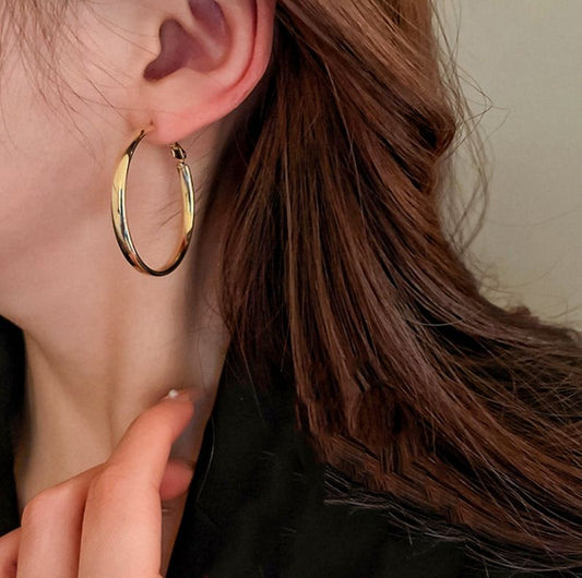 Flat 5cm, 4cm, 3cm Hoop Earrings