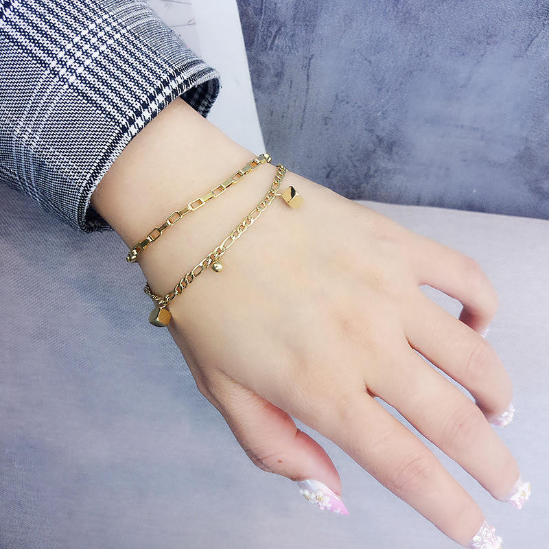 Double Layered Charms Bracelet - 18k Gold Plated